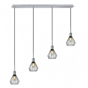 Distribuidor - Lâmpadas Diversas | Lâmpadas Modernas | COLGANTE SAN PETERSBURGO 4XE14 NEGRO/CROMO REGX83X13 CM Ref: 153594052